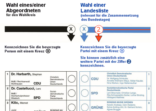 Muster-Stimmzettel mit Dualwahl-Mechanismus